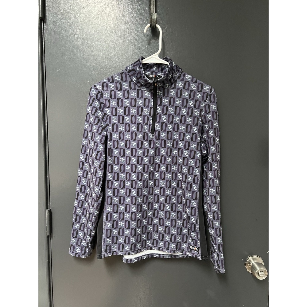 Kerrits Kids Cross Trainer Fleece Tech Top Horseshoe Print Sz XL 1/4 Zip